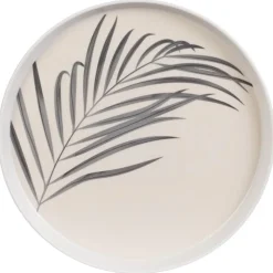 Assiette plate motif feuillage d