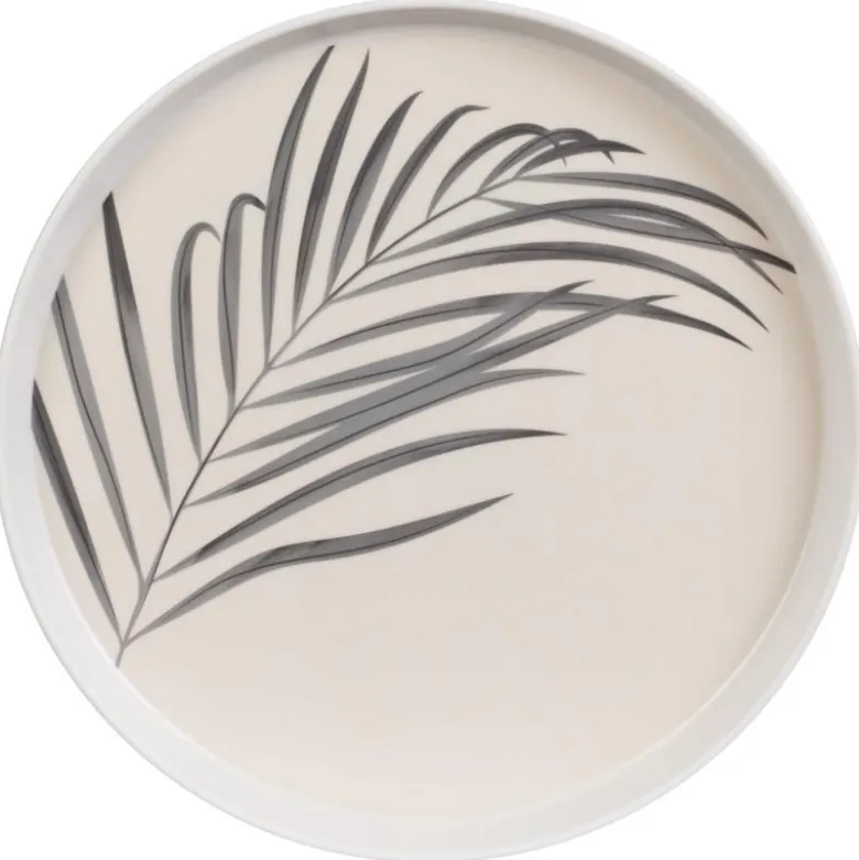 Assiette plate motif feuillage d