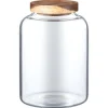 Bocal large verre bouchon acacia