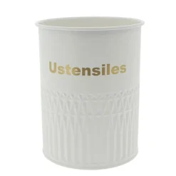 Boite a ustensiles metal & beige