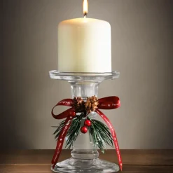 Bougeoir en verre decor noel
