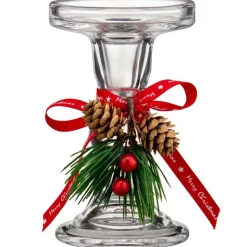Bougeoir en verre decor noel