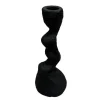 Bougeoir torsade ciment noir
