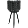 Cache pot haut noir plastique