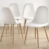 4 chaises creme pieds effet bois
