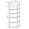 Colonne 5 tiroirs tissu gris