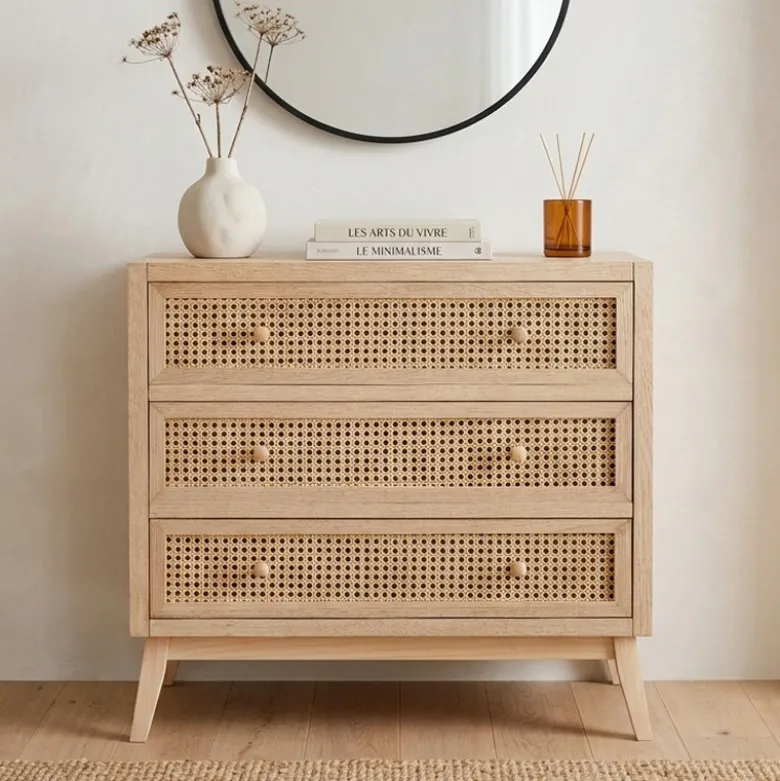 Commode 3 tiroirs cannage