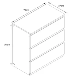 Commode 3 tiroirs finition bois