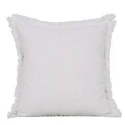 Coussin a franges 45x45cm blanc