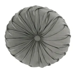 Coussin 30cm rond velours gris