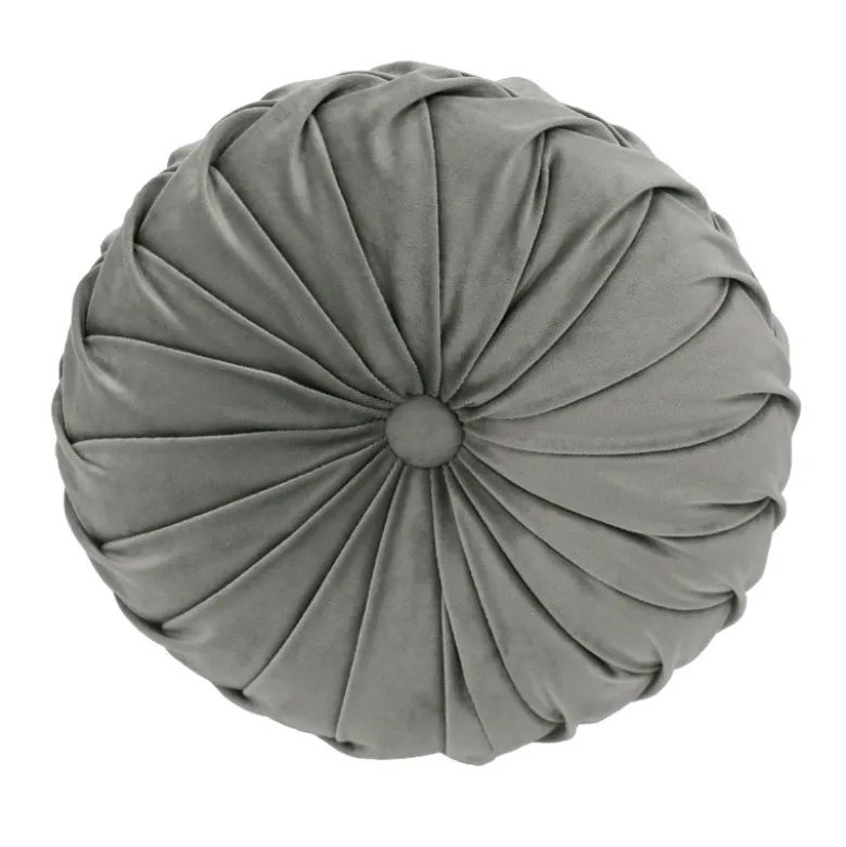 Coussin 30cm rond velours gris