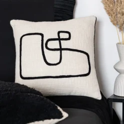 Coussin sacha piping noir 45x45c