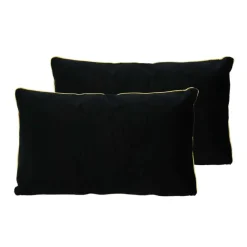 Coussin 30x50cm noir piping dore