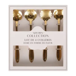 4 cuilleres fleur dore