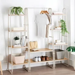 Etagere 4 niveaux creme/bois