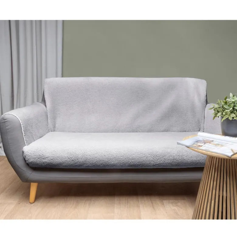 Housse de canape sherpa 2p gris