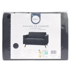 Housse de canape unie 2p noir