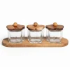 Lot de 3 bocaux + support