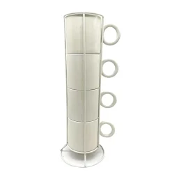 Lot de 4 mugs creme avec rack