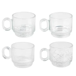 Lot de 4 tasses en verre motifs