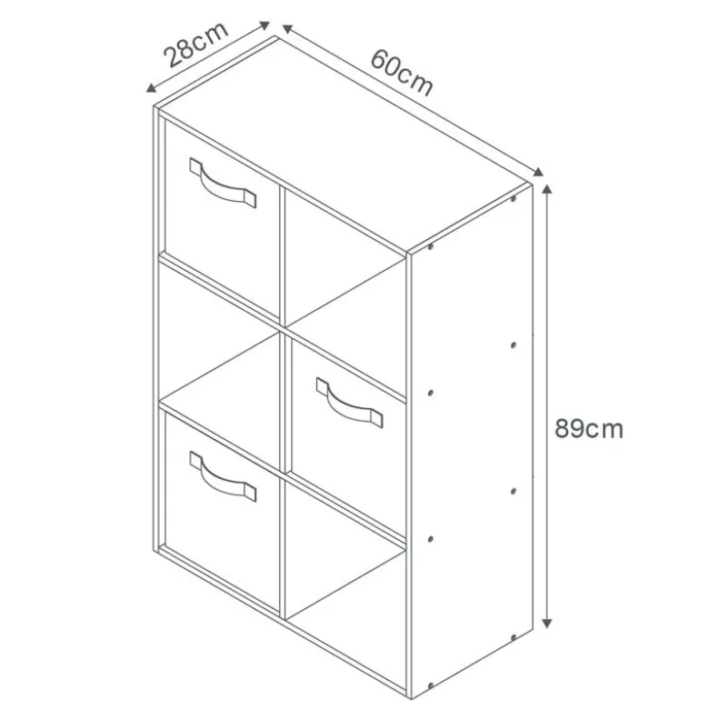 Meuble 6 cubes blanc 3 panieres