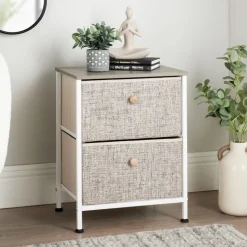 Meuble 2 tiroirs blanc / creme