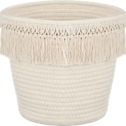 Panier blanc casse avec franges