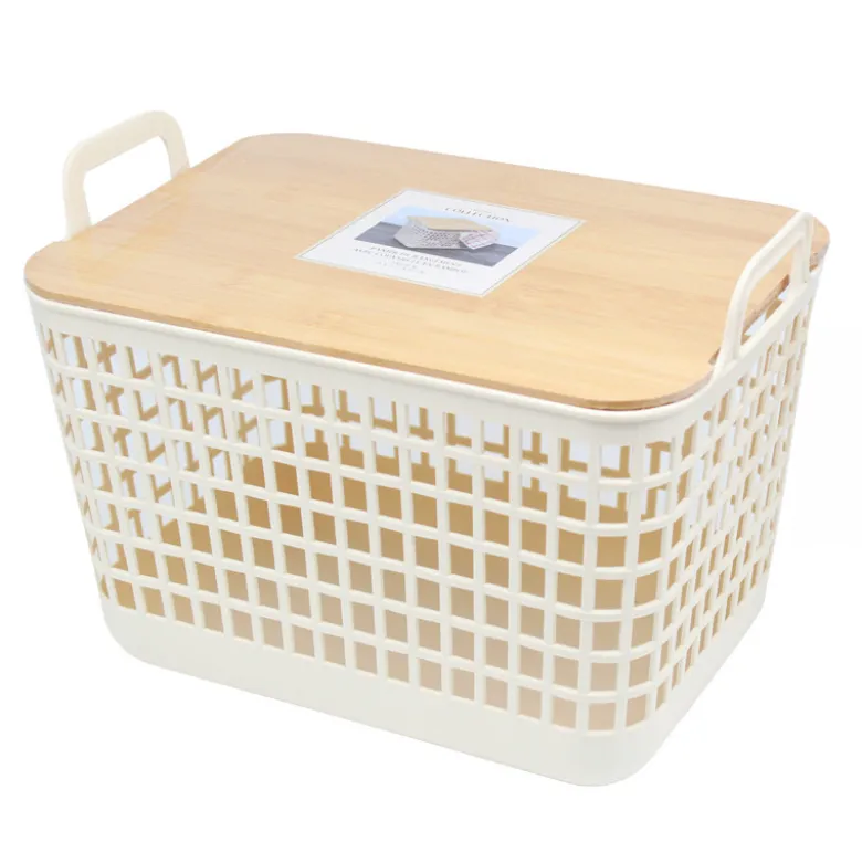 Panier de rangement bambou m