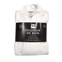 Peignoir velours eponge s/m blan