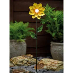 Piquet solaire fleurs metal h49