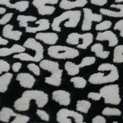 Plaid a franges leopard noir 130