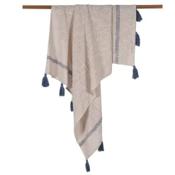 Plaid coton pompons 130x160cm