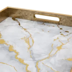 Plateau rectangle mabre blanc