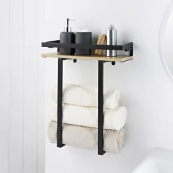 Portant avec etagere bois/noir