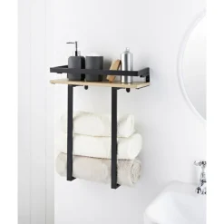 Portant avec etagere bois/noir