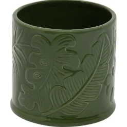 Pot ceramique palmes vert