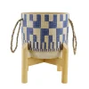 Pot deco bleu beige avec anses