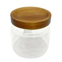 Pot en verre couvercle acacia