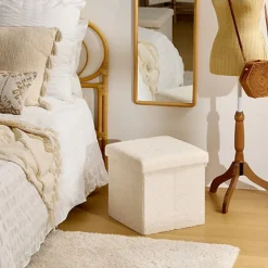 Pouf pliable simple soana blanc