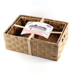 Set de 3 paniers tresses naturel