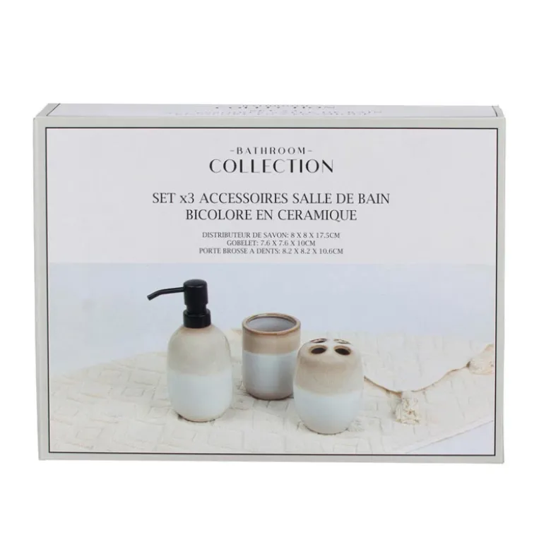 Set x3 accessoires sdb bicolore