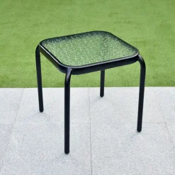 Table plateau en verre carree