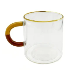 Tasse en verre et anse bicolore