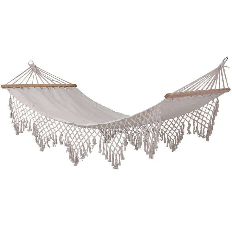 Toile hamac avec macrame creme