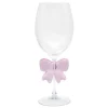 Verre a vin avec noeud rose 3d
