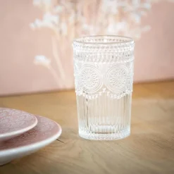 Verre haut transp embosse 350ml